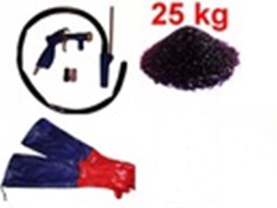 Pistolet z wężem rękawice ścierniwo do piaskowania Mirex.jpg